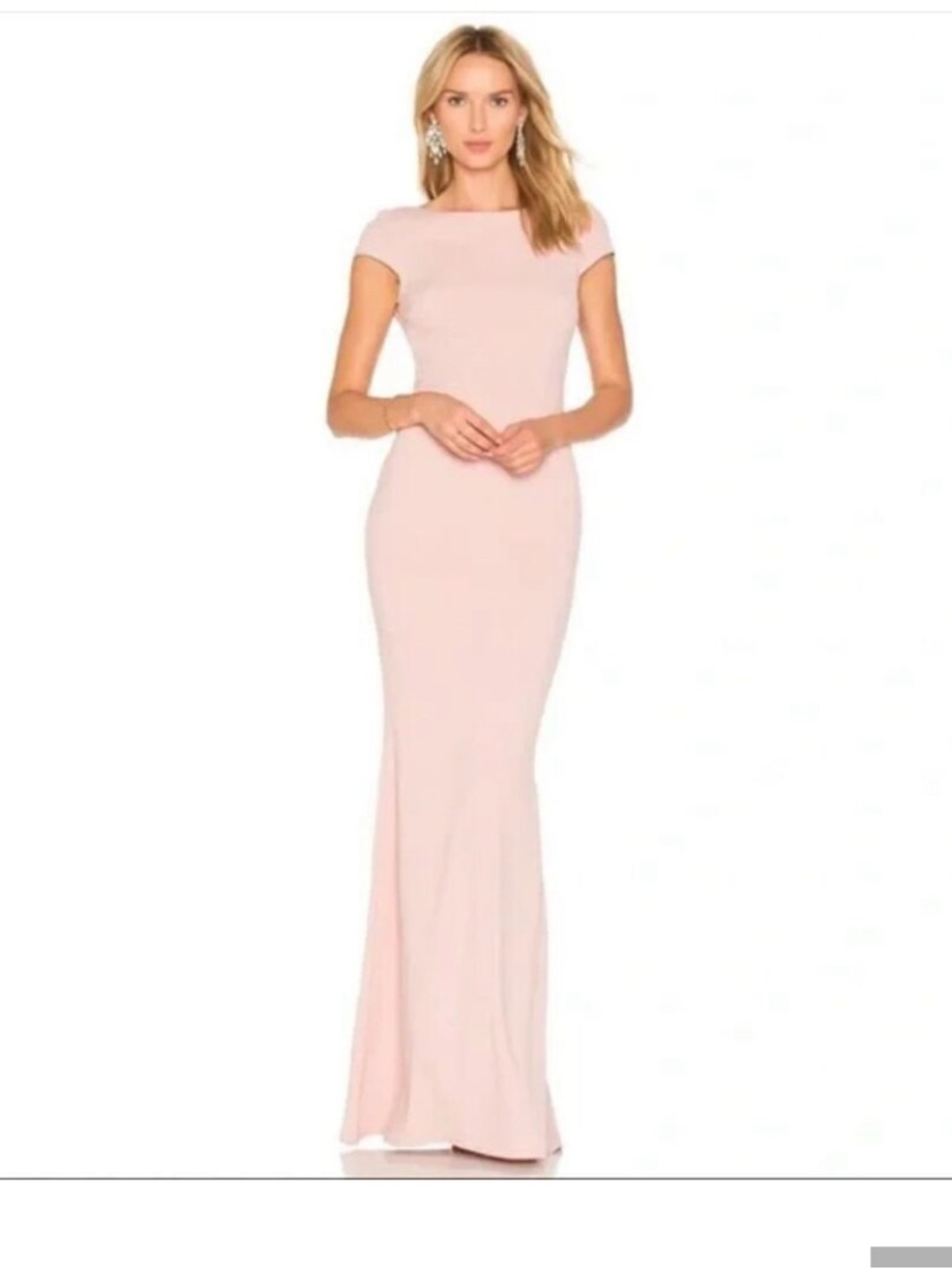 Katie May Rose Intrigue Soft Blush Cap-Sleeve Mermaid Maxi Dress
